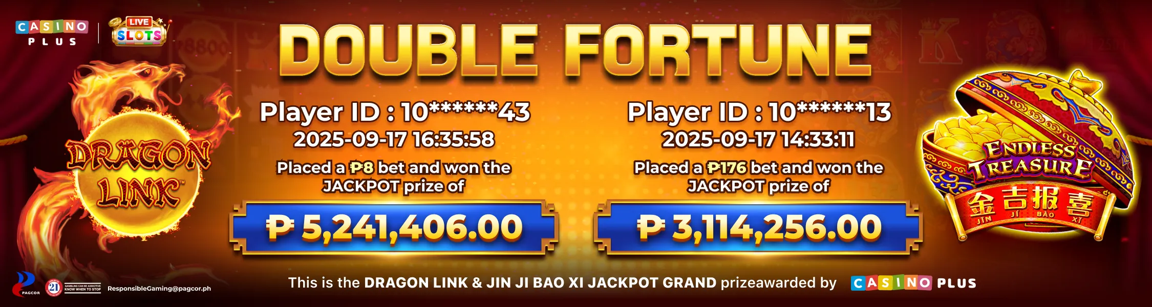 Dragon Link and JIN JI BAO XI Double Fortune Jackpot Dragon Link and JIN JI BAO XI Double Fortune Jackpot